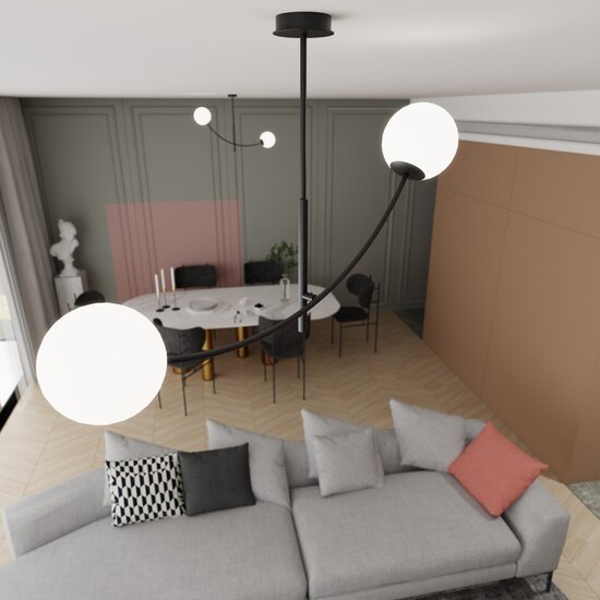 Emibig Emibig HUNTER 2 BLACK/OPAL - Lampe de plafond moderne pour tout espace