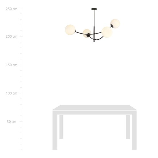 Emibig Emibig HUNTER 4 BLACK/OPAL - Moderne plafondlamp voor elke ruimte
