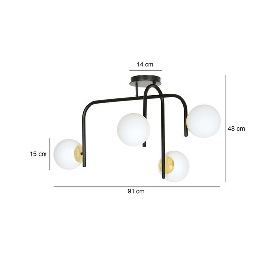 Emibig Emibig RAGNAR 4B Schwarz Gold - Elegante Deckenlampe für Ihr Zuhause