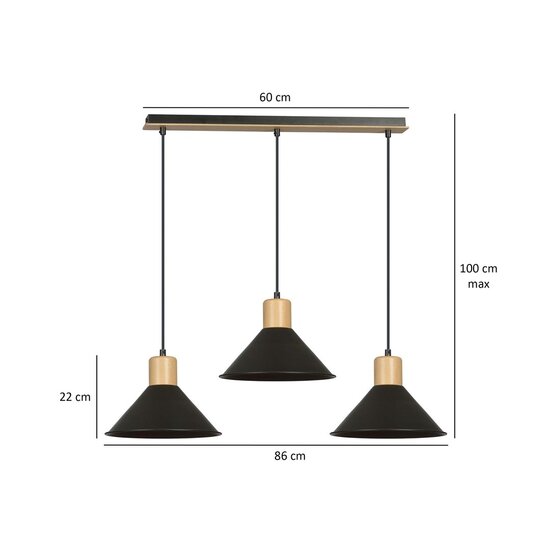 Emibig Emibig ROWEN 3 BLACK - Scandinavische hanglamp voor een moderne uitstraling