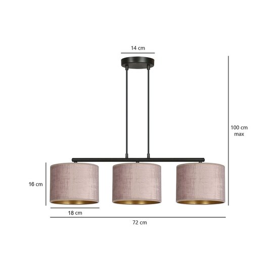 Emibig Emibig HILDE 3 BL ROSE - Minimalistische Hanglamp met Roze Lampshade