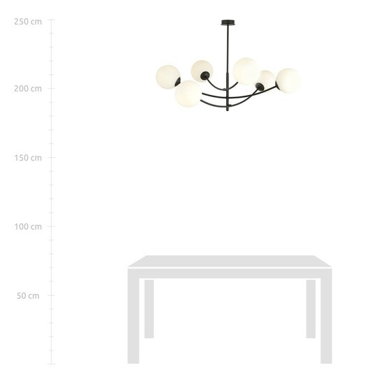 Emibig Emibig HUNTER 6 BLACK/OPAL - Moderne Deckenlampe für stilvolle Räume