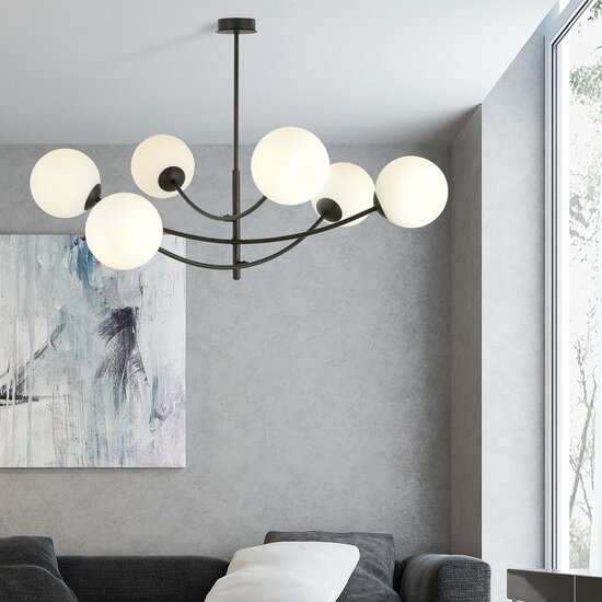 Emibig HUNTER 6 BLACK/OPAL - Moderne plafondlamp voor sfeervolle verlichting