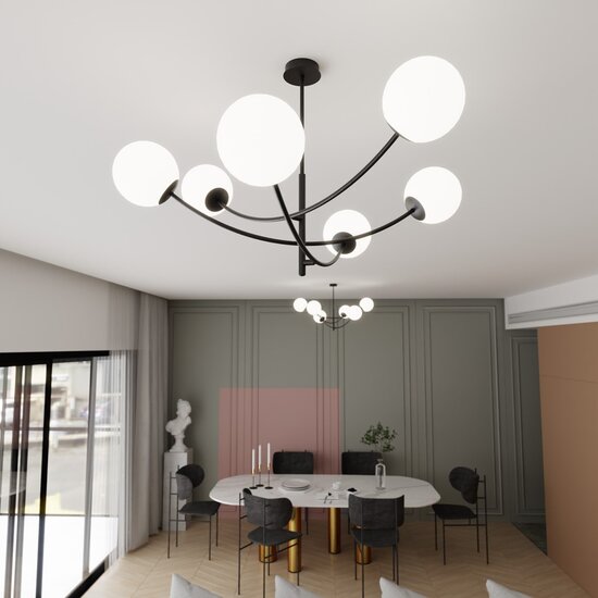 Emibig HUNTER 6 BLACK/OPAL - Modern ceiling lamp for stylish lighting