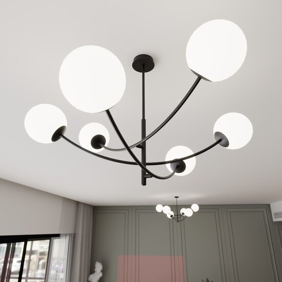 Emibig HUNTER 6 BLACK/OPAL - Modern ceiling lamp for stylish lighting
