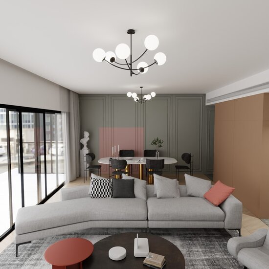 Emibig Emibig HUNTER 6 BLACK/OPAL - Modern ceiling lamp for any space