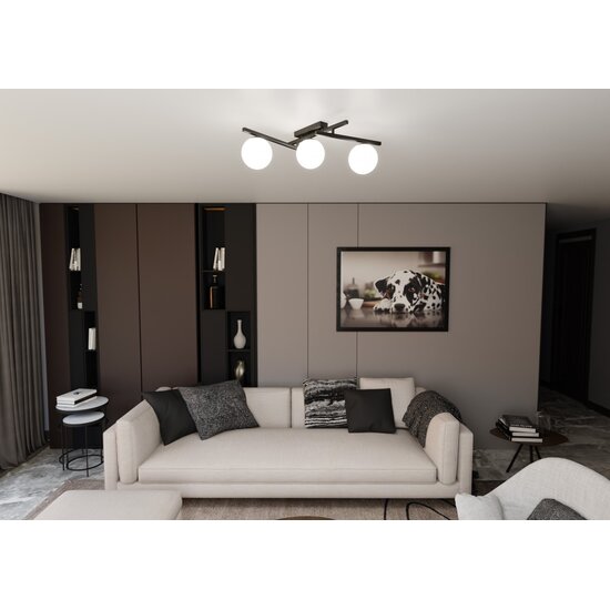 Emibig Emibig SMART 3 BLACK/OPAL - Moderne plafondlamp voor elke ruimte