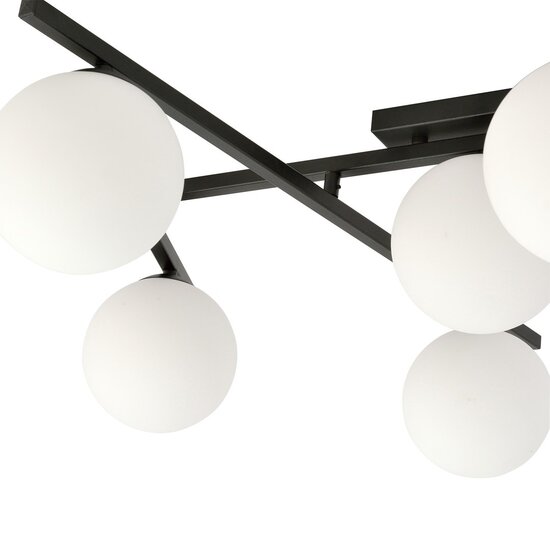 Emibig Emibig SMART 4 BLACK/OPAL - Modern ceiling lamp for a stylish look
