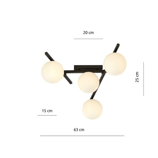 Emibig Emibig SMART 4 BLACK/OPAL - Moderner Deckenleuchte für stilvolle Beleuchtung