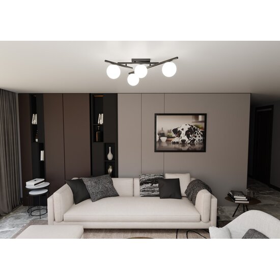 Emibig Emibig SMART 4 BLACK/OPAL - Plafonnier moderne pour un éclairage élégant