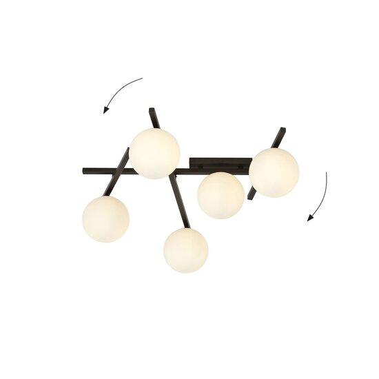 Emibig Emibig SMART 5 BLACK/OPAL - Modern ceiling lamp for any space