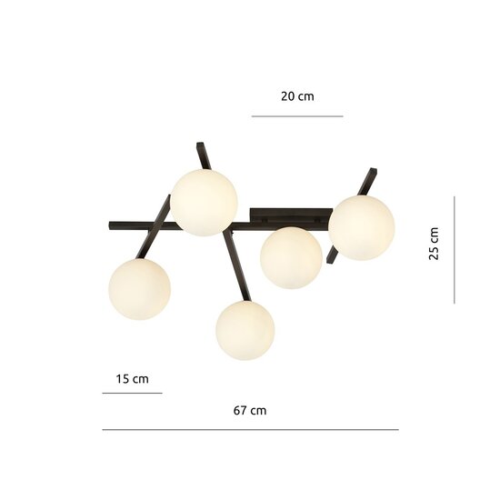 Emibig Emibig SMART 5 BLACK/OPAL - Moderne plafondlamp voor elke ruimte