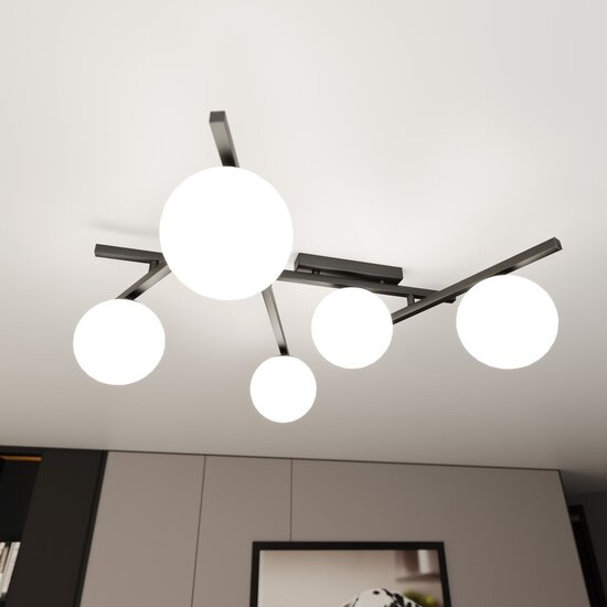 Emibig Emibig SMART 5 BLACK/OPAL - Modern ceiling lamp for any space