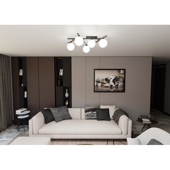 Emibig Emibig SMART 5 BLACK/OPAL - Lampe de plafond moderne pour tout espace