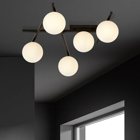 Emibig Emibig SMART 5 BLACK/OPAL - Lámpara de techo moderna para una iluminación elegante