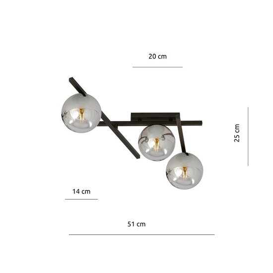 Emibig Emibig SMART 3 BLACK/GRAFIT - Modern ceiling lamp for any space