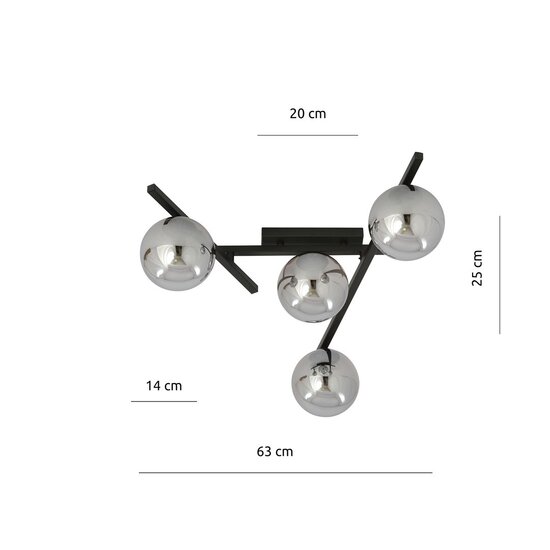 Emibig Emibig SMART 4 BLACK/GRAFIT - Modern ceiling lamp for any space