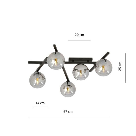 Emibig Emibig SMART 5 BLACK/GRAFIT - Modern ceiling lamp for any space