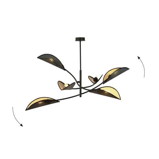 Emibig Emibig LOTUS 6 BLACK/GOLD - Lampe de plafond moderne pour intérieurs élégants