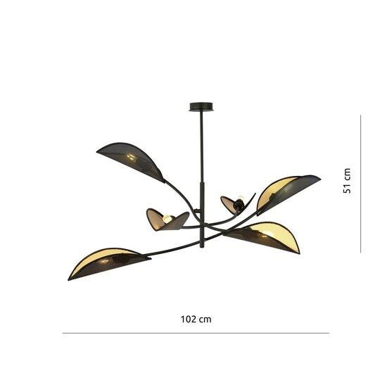 Emibig Emibig LOTUS 6 BLACK/GOLD - Lampe de plafond moderne pour intérieurs élégants