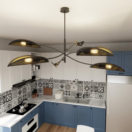 Emibig Emibig LOTUS 6 BLACK/GOLD - Lámpara de techo moderna para interiores elegantes