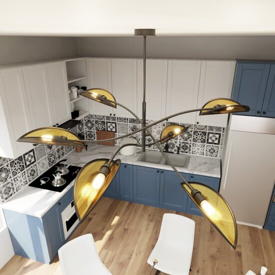 Emibig Emibig LOTUS 6 BLACK/GOLD - Moderne plafondlamp voor stijlvol interieur