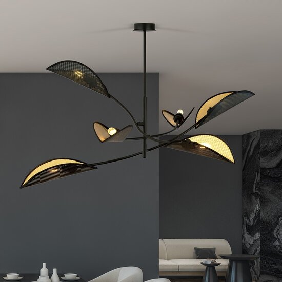 Emibig Emibig LOTUS 6 Black/Gold - Modern ceiling lamp for a stylish look