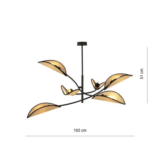 Emibig Emibig LOTUS 6 BLACK/RATTAN - Lampe de plafond élégante pour tous les espaces