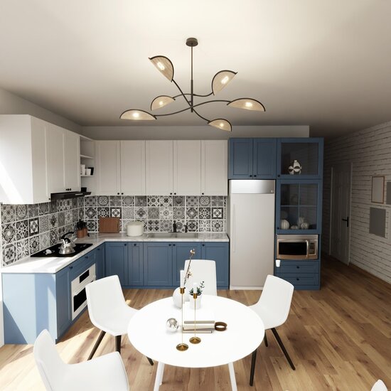 Emibig Emibig LOTUS 6 Noir/Rattan - Lampe de plafond de style bohème