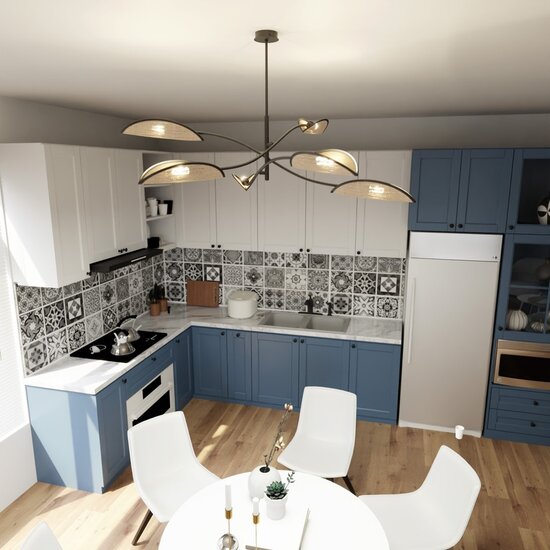 Emibig Emibig LOTUS 6 Zwart/Riet - Bohemian stijl plafondlamp