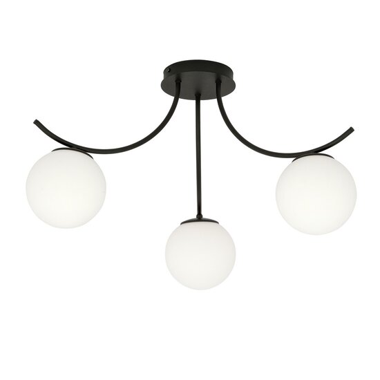 Emibig Emibig BOSTON 3 BLACK/OPAL - Moderne plafondlamp voor sfeervolle verlichting