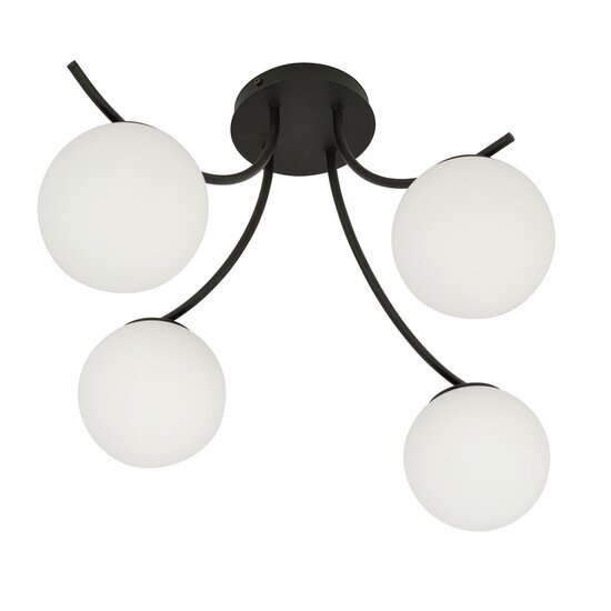Emibig BOSTON 4 BLACK/OPAL - Lámpara de techo moderna para una iluminación elegante