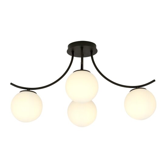 Emibig Emibig BOSTON 4 BLACK/OPAL - Moderne plafondlamp voor een stijlvolle uitstraling