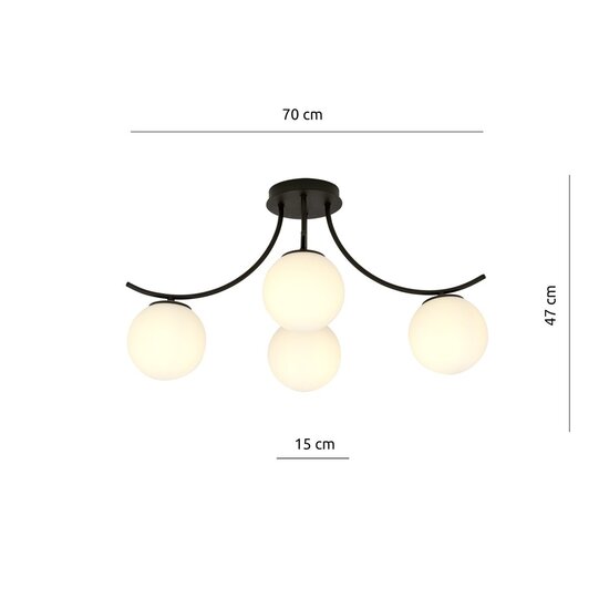 Emibig BOSTON 4 BLACK/OPAL - Moderne Deckenlampe für stilvolle Beleuchtung