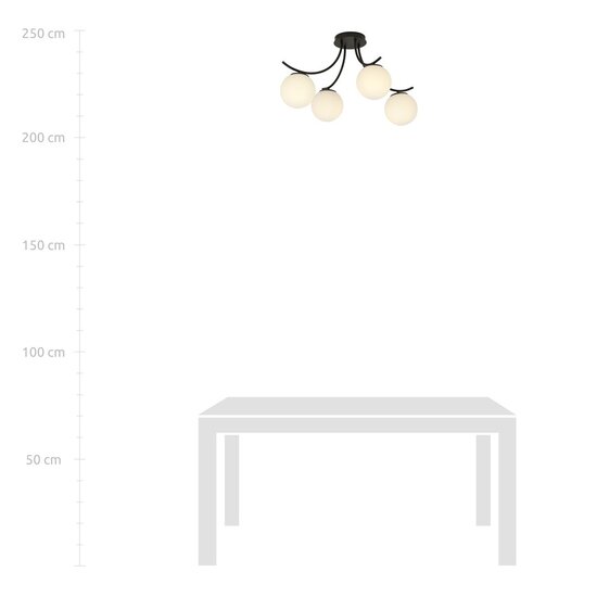 Emibig BOSTON 4 BLACK/OPAL - Lámpara de techo moderna para una iluminación elegante