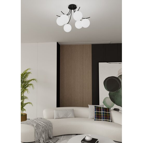 Emibig Emibig BOSTON 6 BLACK/OPAL - Lámpara de techo moderna para cualquier espacio