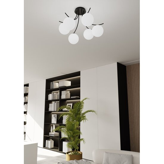 Emibig Emibig BOSTON 6 BLACK/OPAL - Lámpara de techo moderna para cualquier espacio