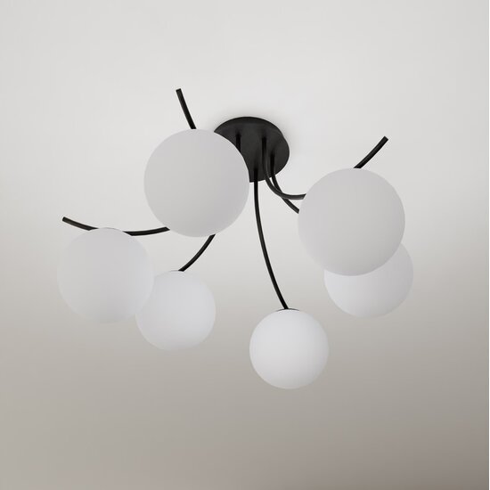 Emibig Emibig BOSTON 6 BLACK/OPAL - Moderne Deckenlampe für jeden Raum