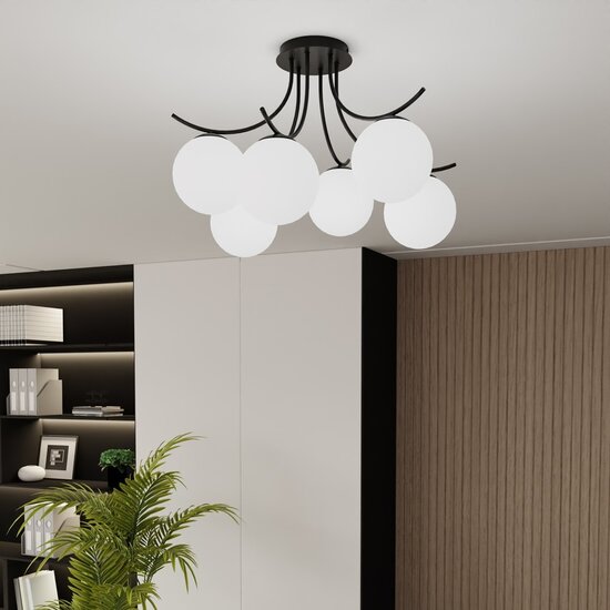 Emibig Emibig BOSTON 6 BLACK/OPAL - Lámpara de techo moderna para cualquier espacio
