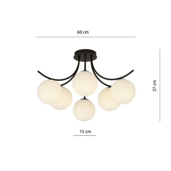 Emibig Emibig BOSTON 6 BLACK/OPAL - Lampe de plafond moderne pour chaque pièce