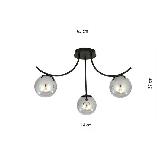 Emibig Emibig BOSTON 3 BLACK/GRAFIT - Moderne plafondlamp voor elke ruimte