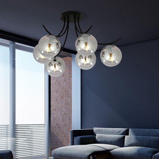 Emibig Emibig BOSTON 6 BLACK/GRAFIT - Moderne plafondlamp voor stijlvolle ruimtes