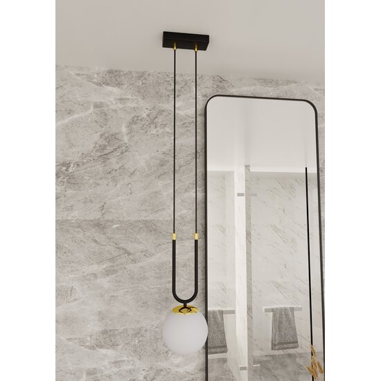Emibig Emibig GLAM 1 BLACK/OPAL Hanglamp - Retro stijl voor een sfeervolle ambiance