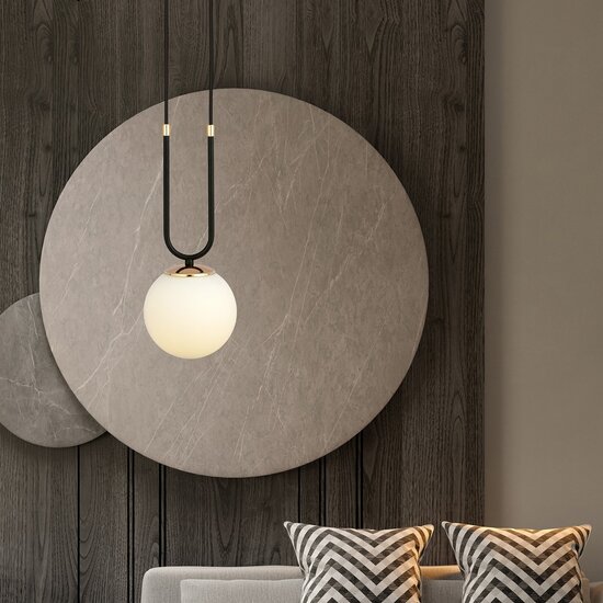 Emibig Emibig GLAM 1 BLACK/OPAL - Retro hanglamp voor sfeervolle verlichting
