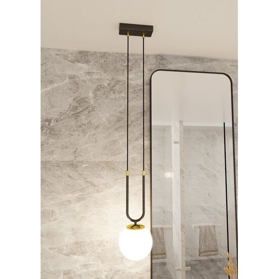 Emibig Emibig GLAM 1 BLACK/OPAL - Retro hanglamp voor sfeervolle verlichting