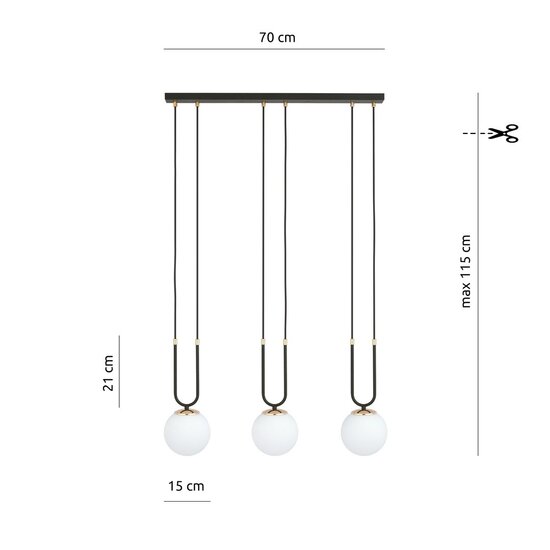 Emibig Emibig GLAM 3 BLACK/OPAL - Lampe Suspendue Rétro pour une Ambiance Élégante