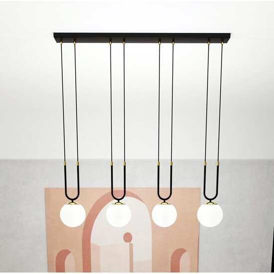 Emibig Emibig GLAM 4 BLACK/OPAL - Lampe suspendue rétro pour une ambiance élégante