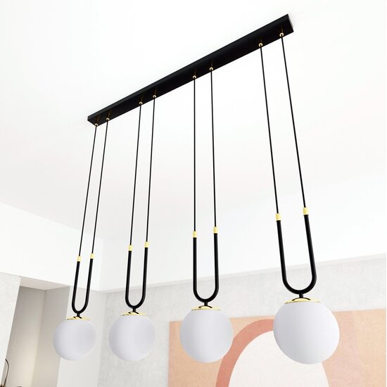 Emibig GLAM 4 BLACK/OPAL - Lámpara colgante retro para una atmósfera elegante