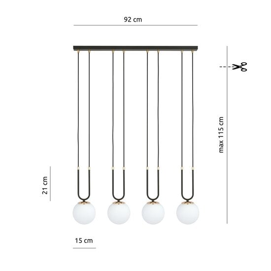 Emibig Emibig GLAM 4 BLACK/OPAL - Retro Pendelleuchte für eine stilvolle Atmosphäre