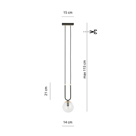 Emibig Emibig GLAM 1 Black/Transparent - Retro Pendant Lamp for a Stylish Atmosphere